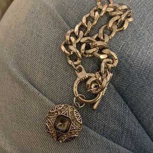 Gray stone snap bracelet